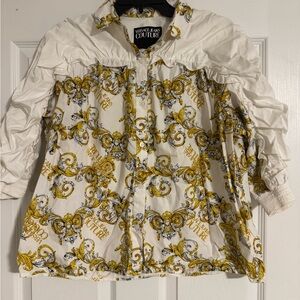 Authentic Versace Jeans Collection White and Gold Patterned Shirt